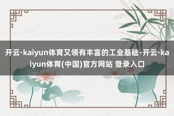 开云·kaiyun体育又领有丰富的工业基础-开云·kaiyun体育(中国)官方网站 登录入口
