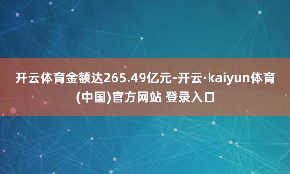 开云体育金额达265.49亿元-开云·kaiyun体育(中国)官方网站 登录入口