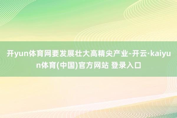 开yun体育网要发展壮大高精尖产业-开云·kaiyun体育(中国)官方网站 登录入口